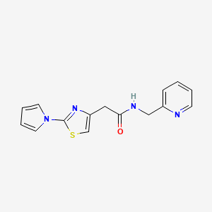 molecular formula C15H14N4OS B2919435 2-(2-(1H-吡咯-1-基)噻唑-4-基)-N-(吡啶-2-基甲基)乙酰胺 CAS No. 1172307-70-8