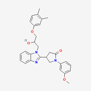 molecular formula C29H31N3O4 B2919436 4-{1-[3-(3,4-二甲苯氧基)-2-羟基丙基]-1H-苯并咪唑-2-基}-1-(3-甲氧基苯基)吡咯烷-2-酮 CAS No. 1018125-64-8