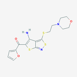 (4-Amino-3-{[2-(4-morpholinyl)ethyl]sulfanyl}thieno[2,3-c]isothiazol-5-yl)(2-furyl)methanone