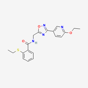 molecular formula C19H20N4O3S B2919445 N-((3-(6-ethoxypyridin-3-yl)-1,2,4-oxadiazol-5-yl)methyl)-2-(ethylthio)benzamide CAS No. 2034413-75-5