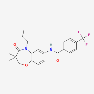 molecular formula C22H23F3N2O3 B2919454 N-(3,3-dimethyl-4-oxo-5-propyl-2,3,4,5-tetrahydrobenzo[b][1,4]oxazepin-7-yl)-4-(trifluoromethyl)benzamide CAS No. 921791-78-8