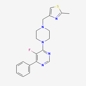 molecular formula C19H20FN5S B2919459 4-[[4-(5-Fluoro-6-phenylpyrimidin-4-yl)piperazin-1-yl]methyl]-2-methyl-1,3-thiazole CAS No. 2379978-28-4