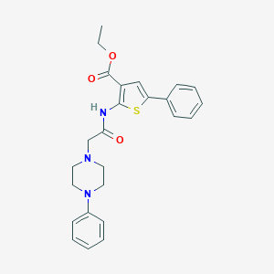 molecular formula C25H27N3O3S B291947 Ethyl 5-phenyl-2-{[(4-phenyl-1-piperazinyl)acetyl]amino}-3-thiophenecarboxylate 