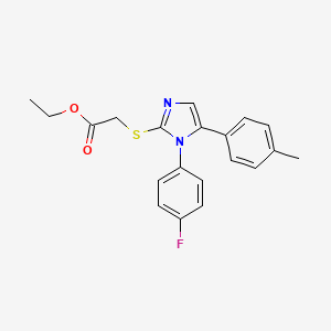 ethyl 2-((1-(4-fluorophenyl)-5-(p-tolyl)-1H-imidazol-2-yl)thio)acetate