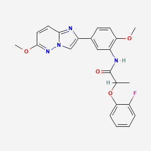 molecular formula C23H21FN4O4 B2919475 2-(2-氟苯氧基)-N-(2-甲氧基-5-(6-甲氧基咪唑并[1,2-b]哒嗪-2-基)苯基)丙酰胺 CAS No. 1060334-42-0