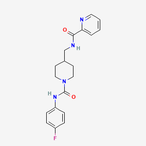 molecular formula C19H21FN4O2 B2919477 N-((1-((4-fluorophenyl)carbamoyl)piperidin-4-yl)methyl)picolinamide CAS No. 1235388-34-7