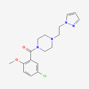 molecular formula C17H21ClN4O2 B2919480 (4-(2-(1H-pyrazol-1-yl)ethyl)piperazin-1-yl)(5-chloro-2-methoxyphenyl)methanone CAS No. 1286702-82-6