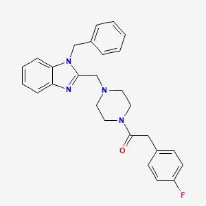 molecular formula C27H27FN4O B2919483 1-(4-((1-苄基-1H-苯并[d]咪唑-2-基)甲基)哌嗪-1-基)-2-(4-氟苯基)乙酮 CAS No. 1170637-63-4