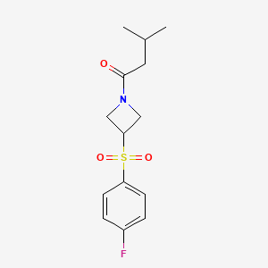 molecular formula C14H18FNO3S B2919484 1-(3-((4-Fluorophenyl)sulfonyl)azetidin-1-yl)-3-methylbutan-1-one CAS No. 1448064-80-9