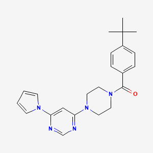 molecular formula C23H27N5O B2919494 (4-(6-(1H-pyrrol-1-yl)pyrimidin-4-yl)piperazin-1-yl)(4-(tert-butyl)phenyl)methanone CAS No. 1421496-69-6