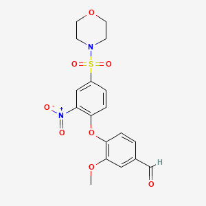 molecular formula C18H18N2O8S B2919503 3-甲氧基-4-(4-吗啉-4-磺酰基-2-硝基苯氧基)苯甲醛 CAS No. 721414-37-5