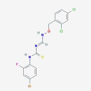 molecular formula C15H11BrCl2FN3OS B2919518 N-(4-bromo-2-fluorophenyl)-N'-({[(2,4-dichlorobenzyl)oxy]imino}methyl)thiourea CAS No. 477852-64-5
