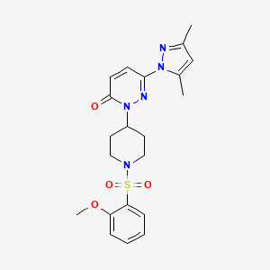 molecular formula C21H25N5O4S B2919519 6-(3,5-Dimethylpyrazol-1-yl)-2-[1-(2-methoxyphenyl)sulfonylpiperidin-4-yl]pyridazin-3-one CAS No. 2380061-01-6