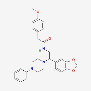 N-[2-(1,3-benzodioxol-5-yl)-2-(4-phenylpiperazin-1-yl)ethyl]-2-(4-methoxyphenyl)acetamide