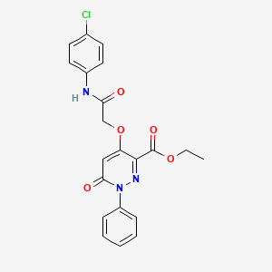 molecular formula C21H18ClN3O5 B2919526 Ethyl 4-(2-((4-chlorophenyl)amino)-2-oxoethoxy)-6-oxo-1-phenyl-1,6-dihydropyridazine-3-carboxylate CAS No. 899733-52-9