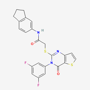 molecular formula C23H17F2N3O2S2 B2919527 2-{[3-(3,5-difluorophenyl)-4-oxo-3,4-dihydrothieno[3,2-d]pyrimidin-2-yl]sulfanyl}-N-(2,3-dihydro-1H-inden-5-yl)acetamide CAS No. 1260994-82-8