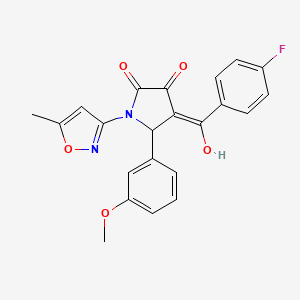 molecular formula C22H17FN2O5 B2919546 4-(4-fluorobenzoyl)-3-hydroxy-5-(3-methoxyphenyl)-1-(5-methylisoxazol-3-yl)-1H-pyrrol-2(5H)-one CAS No. 618875-05-1