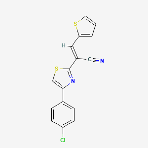 molecular formula C16H9ClN2S2 B2919550 (E)-2-(4-(4-氯苯基)噻唑-2-基)-3-(噻吩-2-基)丙烯腈 CAS No. 277756-73-7