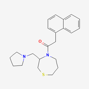 molecular formula C22H28N2OS B2919560 2-(Naphthalen-1-yl)-1-(3-(pyrrolidin-1-ylmethyl)-1,4-thiazepan-4-yl)ethanone CAS No. 1421504-59-7