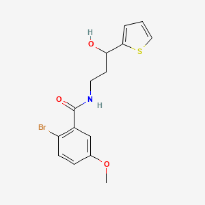 molecular formula C15H16BrNO3S B2919564 2-BROMO-N-[3-HYDROXY-3-(THIOPHEN-2-YL)PROPYL]-5-METHOXYBENZAMIDE CAS No. 1421491-02-2