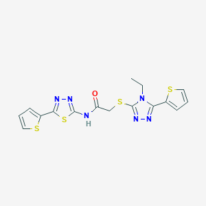 2-{[4-ethyl-5-(2-thienyl)-4H-1,2,4-triazol-3-yl]sulfanyl}-N-[5-(2-thienyl)-1,3,4-thiadiazol-2-yl]acetamide