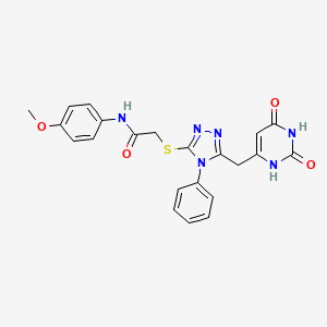 2-[[5-[(2,4-dioxo-1H-pyrimidin-6-yl)methyl]-4-phenyl-1,2,4-triazol-3-yl]sulfanyl]-N-(4-methoxyphenyl)acetamide