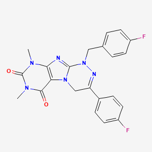 molecular formula C22H18F2N6O2 B2919578 1-(4-fluorobenzyl)-3-(4-fluorophenyl)-7,9-dimethyl-7,9-dihydro-[1,2,4]triazino[3,4-f]purine-6,8(1H,4H)-dione CAS No. 898449-22-4