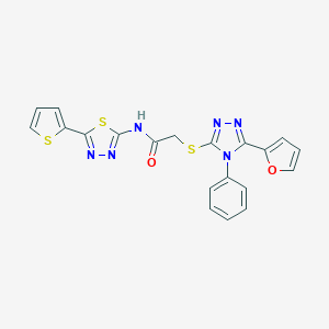 2-{[5-(2-furyl)-4-phenyl-4H-1,2,4-triazol-3-yl]sulfanyl}-N-[5-(2-thienyl)-1,3,4-thiadiazol-2-yl]acetamide