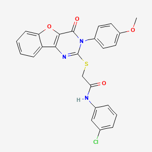 molecular formula C25H18ClN3O4S B2919585 N-(3-氯苯基)-2-((3-(4-甲氧基苯基)-4-氧代-3,4-二氢苯并呋并[3,2-d]嘧啶-2-基)硫代)乙酰胺 CAS No. 866897-05-4