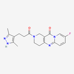 molecular formula C19H20FN5O2 B2919588 2-(3-(3,5-dimethyl-1H-pyrazol-4-yl)propanoyl)-8-fluoro-3,4-dihydro-1H-dipyrido[1,2-a:4',3'-d]pyrimidin-11(2H)-one CAS No. 2034201-91-5