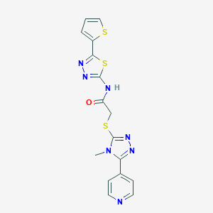 molecular formula C16H13N7OS3 B291959 2-{[4-methyl-5-(4-pyridinyl)-4H-1,2,4-triazol-3-yl]sulfanyl}-N-[5-(2-thienyl)-1,3,4-thiadiazol-2-yl]acetamide 