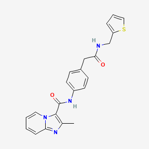 molecular formula C22H20N4O2S B2919593 2-methyl-N-(4-(2-oxo-2-((thiophen-2-ylmethyl)amino)ethyl)phenyl)imidazo[1,2-a]pyridine-3-carboxamide CAS No. 1211775-37-9