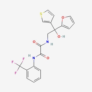 molecular formula C19H15F3N2O4S B2919597 N-[2-(furan-2-yl)-2-hydroxy-2-(thiophen-3-yl)ethyl]-N'-[2-(trifluoromethyl)phenyl]ethanediamide CAS No. 2097919-53-2