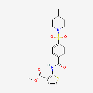 molecular formula C19H22N2O5S2 B2919601 Methyl 2-(4-((4-methylpiperidin-1-yl)sulfonyl)benzamido)thiophene-3-carboxylate CAS No. 921140-65-0