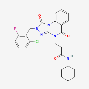 molecular formula C25H25ClFN5O3 B2919602 2-[3-(2,3-dihydro-1H-indol-1-ylcarbonyl)-6-oxopyridazin-1(6H)-yl]-N-(3-fluorophenyl)acetamide CAS No. 1251580-82-1