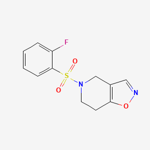 molecular formula C12H11FN2O3S B2919604 5-((2-氟苯基)磺酰基)-4,5,6,7-四氢异恶唑并[4,5-c]吡啶 CAS No. 2034378-97-5