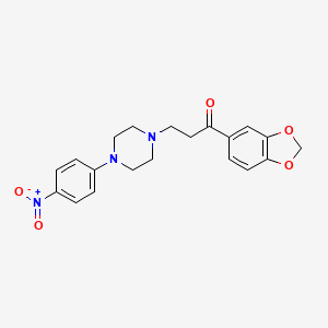 molecular formula C20H21N3O5 B2919606 1-(1,3-苯并二氧杂-5-基)-3-[4-(4-硝基苯基)哌嗪]-1-丙酮 CAS No. 477328-85-1