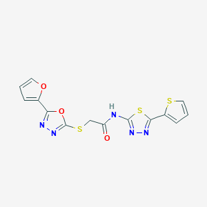 2-{[5-(2-furyl)-1,3,4-oxadiazol-2-yl]sulfanyl}-N-[5-(2-thienyl)-1,3,4-thiadiazol-2-yl]acetamide