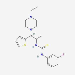 molecular formula C20H27FN4S2 B2919610 1-(1-(4-Ethylpiperazin-1-yl)-1-(thiophen-2-yl)propan-2-yl)-3-(3-fluorophenyl)thiourea CAS No. 863017-66-7