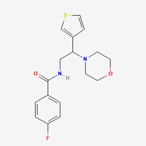 molecular formula C17H19FN2O2S B2919613 4-氟-N-(2-吗啉-2-(噻吩-3-基)乙基)苯甲酰胺 CAS No. 946327-83-9