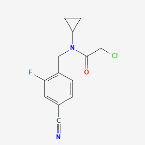 molecular formula C13H12ClFN2O B2919616 2-Chloro-N-[(4-cyano-2-fluorophenyl)methyl]-N-cyclopropylacetamide CAS No. 2411268-68-1
