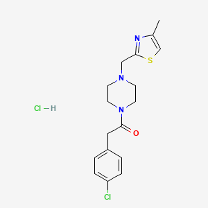 molecular formula C17H21Cl2N3OS B2919622 2-(4-Chlorophenyl)-1-(4-((4-methylthiazol-2-yl)methyl)piperazin-1-yl)ethanone hydrochloride CAS No. 1216994-36-3