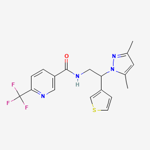 molecular formula C18H17F3N4OS B2919633 N-(2-(3,5-dimethyl-1H-pyrazol-1-yl)-2-(thiophen-3-yl)ethyl)-6-(trifluoromethyl)nicotinamide CAS No. 2034594-63-1