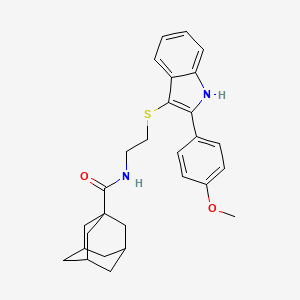 molecular formula C28H32N2O2S B2919636 N-[2-[[2-(4-甲氧基苯基)-1H-吲哚-3-基]硫代]乙基]金刚烷-1-甲酰胺 CAS No. 850916-99-3