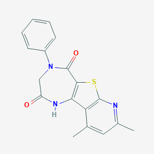 molecular formula C18H15N3O2S B291965 8,10-dimethyl-4-phenyl-3,4-dihydro-1H-pyrido[3',2':4,5]thieno[3,2-e][1,4]diazepine-2,5-dione 