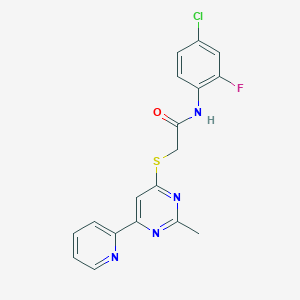 N-(4-chloro-2-fluorophenyl)-2-((2-methyl-6-(pyridin-2-yl)pyrimidin-4-yl)thio)acetamide
