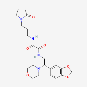 molecular formula C22H30N4O6 B2919669 N1-(2-(benzo[d][1,3]dioxol-5-yl)-2-morpholinoethyl)-N2-(3-(2-oxopyrrolidin-1-yl)propyl)oxalamide CAS No. 896334-13-7