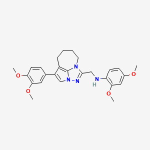 molecular formula C26H30N4O4 B2919677 N-((1-(3,4-二甲氧基苯基)-5,6,7,8-四氢-2a,3,4a-三氮杂环戊并[cd]氮杂菲-4-基)甲基)-2,4-二甲氧基苯胺 CAS No. 877814-13-6