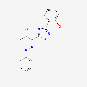 molecular formula C20H16N4O3 B2919678 3-(3-(2-methoxyphenyl)-1,2,4-oxadiazol-5-yl)-1-(p-tolyl)pyridazin-4(1H)-one CAS No. 1112373-96-2