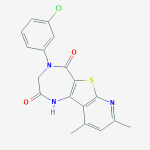molecular formula C18H14ClN3O2S B291968 4-(3-chlorophenyl)-8,10-dimethyl-3,4-dihydro-1H-pyrido[3',2':4,5]thieno[3,2-e][1,4]diazepine-2,5-dione 